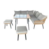 Zestaw ogrodowy Glow 2 sofy, 2 pufy i stół