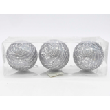 Bombki styropianowe 8 cm srebrne cekiny 3 szt.