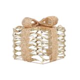 Dekoracja prezent 20 LED 15 x 15 x 17 cm złoty