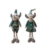 Figura tekstylna renifer stojący zielony 60 cm