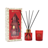 Patyczki zapachowe 50 ml + świeca czerwona zestaw x-mas