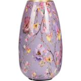 Wazon dekorowany metalowy 14,5 x 25 cm fiolet