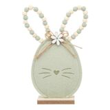 Figurka filcowa zając 11 x 4 x 22 cm dekoracja zielone koraliki