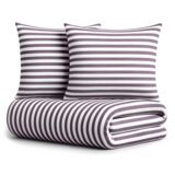 Pościel Eusebia Home 02 160 x 200 cm 3 częściowa pasy wąskie bordowo-biały