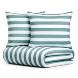 Pościel Eusebia Home 07 160 x 200 cm 3 częściowa pasy szerokie niebiesko-biały