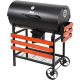 Grill węglowy z drewnianymi półkami