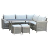 Narożnik ogrodowy ze stołem i 2 pufami technorattan LEKO