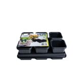 Doniczki z podstawkami 8 x 8 cm 6 komórek czarny 2 sztuki