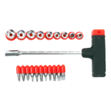 Końcówka wkrętakowa i nasadki z uchwytem, zestaw 22 sztuki Top Tools