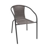 Fotel Bistro stal+rattan szary