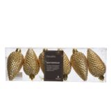 Bombka plastikowa szyszka brokatowa 8 x 4,5 cm 6 sztuk złoty