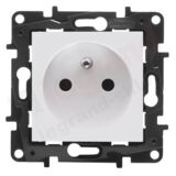 Gniazdo pojedyncze z uziemieniem NILOE STEP biały mat