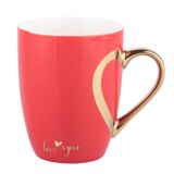 Kubek baryłka Heart reflection ze złotym uchem NBC 300 ml różowy