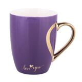 Kubek baryłka Heart reflection ze złotym uchem NBC 300 ml fioletowy