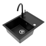 Zlewozmywak granitowy INA 58 x 44 cm z baterią U lava stone