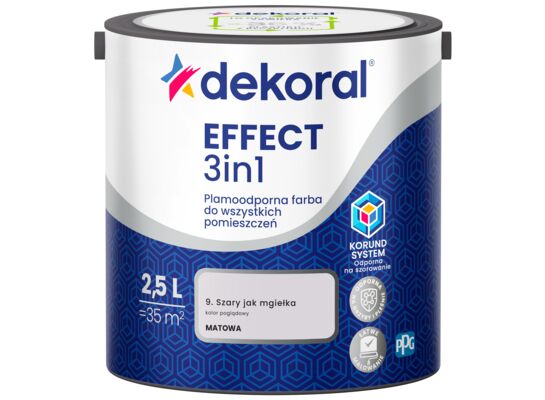 Farba plamoodporna do wszystkich pomieszczeń EFFECT 3in1 Szary jak mgiełka 2,5 l Dekoral