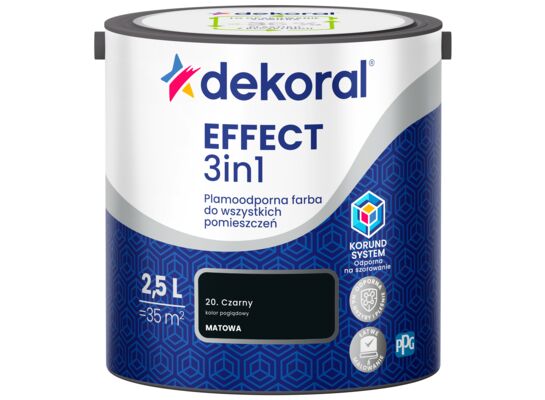 Farba plamoodporna do wszystkich pomieszczeń EFFECT 3in1 Czarny 2,5 l Dekoral