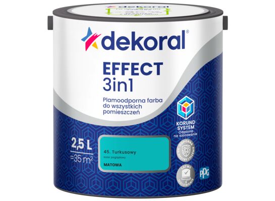 Farba plamoodporna do wszystkich pomieszczeń EFFECT 3in1 Turkusowy 2,5 l Dekoral