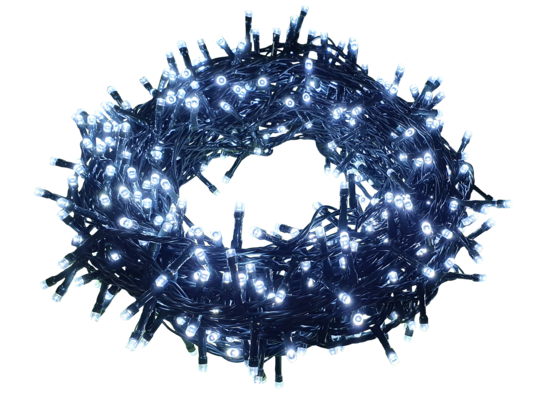 Lampki 100 LED zewnętrzne na transformator zimny biały Cortina