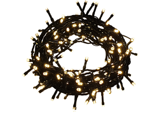 Lampki 100 LED zewnętrzne na transformator ciepły biały Cortina