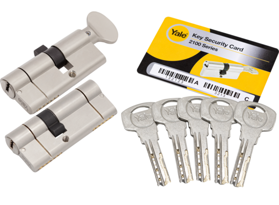 Komplet wkładek 2100 30/35 + 30/35G satyna Yale