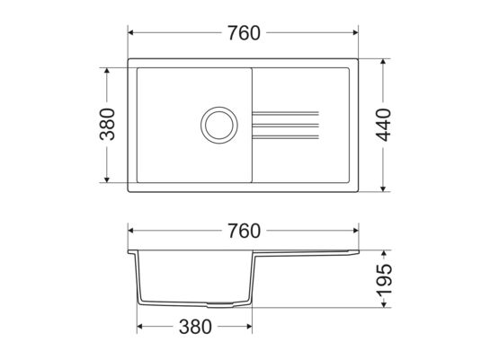 Zlewozmywak granitowy jednokomorowy z baterią elastyczną Irid lava stone