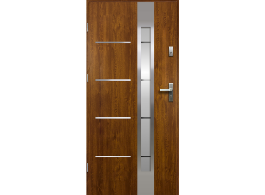 Drzwi zewnętrzne S68 LUNA lakomat-paski inox złoty dąb 90P 2Z/011/07