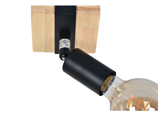 Spot BRUN 1 czarny/drewno 1 x E14