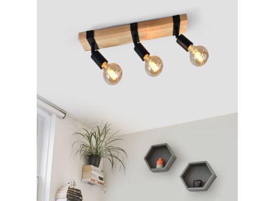 Spot Brun 3 E14 czarny/drewno