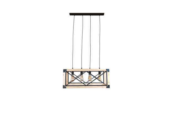 Lampa wisząca KIRKE E27 drewno, czarny