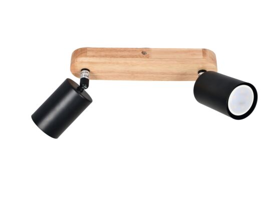 Spot Hoba 2 GU10 czarny/drewno