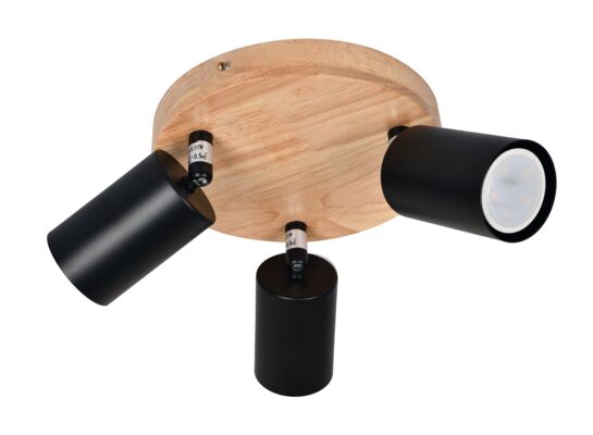 Spot Hoba 3 GU10 czarny/drewno