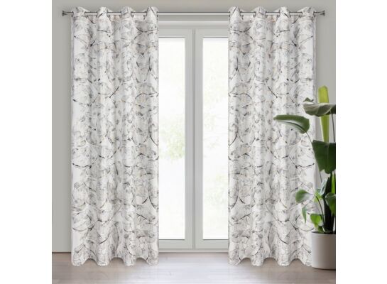 Zasłona gotowa na przelotkach Odeta 135 x 250 cm biało-szary