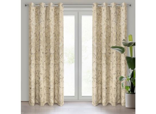 Zasłona gotowa na przelotkach Odeta 135 x 250 cm beżowo-szary