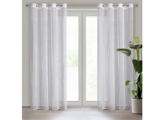 Firana gotowa na przelotkach Maja 140 x 260 cm biało-srebrny