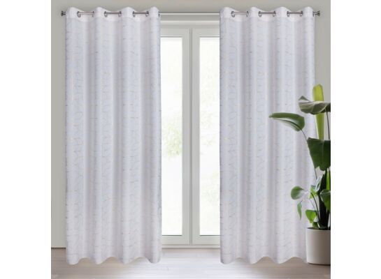 Zasłona gotowa na przelotkach Evi 140 x 250 cm biało-złoty