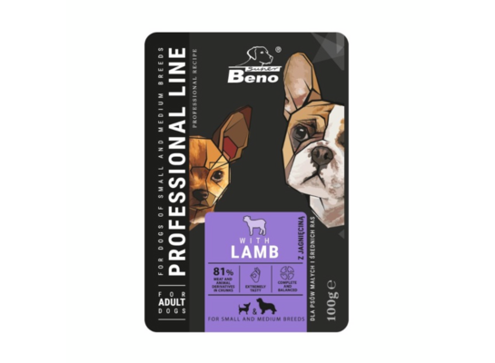 Saszetka dla dorosłych psów małych i średnich ras z jagnięcina 100 g Super Beno