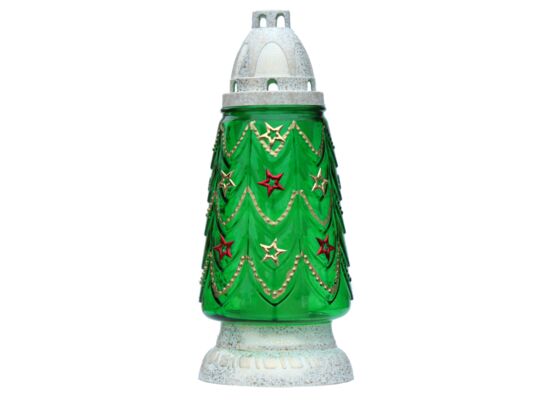 Znicz szklany choinka Z-71/Z 26 cm beżowo-zielony