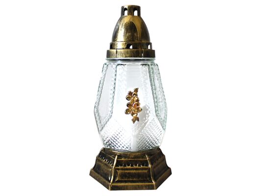 Znicz szklany Z-14/Z 12 x 26 cm 24 h 60 g złoty