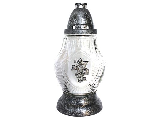 Znicz szklany Z-11/S 12 x 24,5 cm 24 h 60 g srebrny