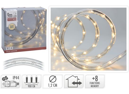 Wąż ozdobny LED 9 m ciepły biały 8 funkcji
