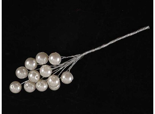 Gałązka ozdobna 15 cm perłowo-srebrny