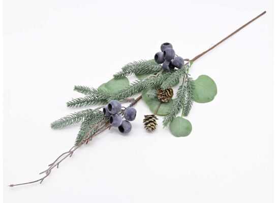 Gałązka ozdobna 63 cm zielono-granatowy