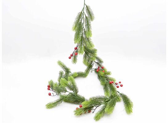 Girlanda gałązki iglaste z jarzębiną 40 cm