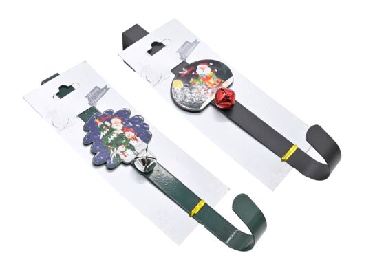 Wieszak na drzwi świąteczny metalowy mix wzorów 23,5 cm czarny / zielony