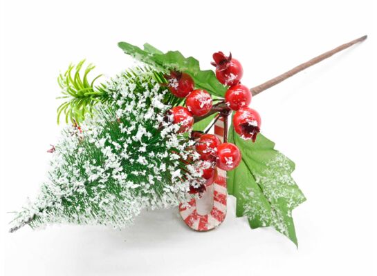 Gałązka ozdobna 20 cm zielono-czerwony