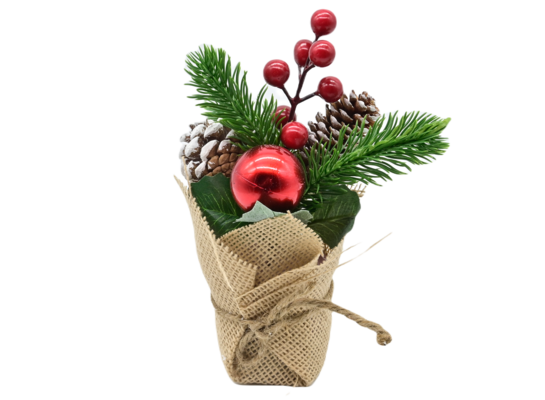 Stroik bożonarodzeniowy w doniczce 20 cm zielono-czerwony