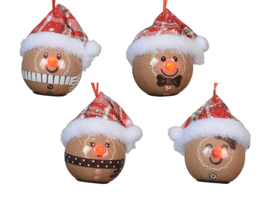 Bombka  LED ze świecącym nosem 7 x 6,6 x 7,5 cm wzór 2