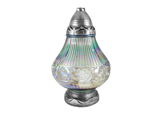 Znicz szklany 34 x 21 cm 39 h 130 g srebrny