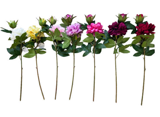 Piwonia sztuczna gałązka 2 kwiaty 67 cm